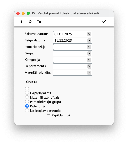 moneo-pamatlīdzekļa statusa atskaite